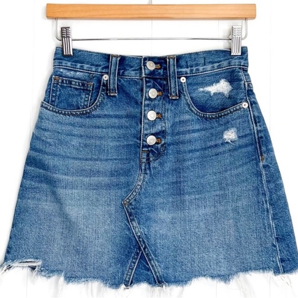 Madewell button front rigid A-line denim skirt women's size 25 - Picture 3 of 10